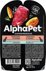 Консервированный корм для собак AlphaPet Superpremium Телятина с тыквой в соусе 211003 100 г