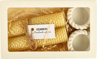 Подарочный набор Вендитио Ozarich Сувенирный с 2-мя свечами и подсвечниками Г5 (белый)