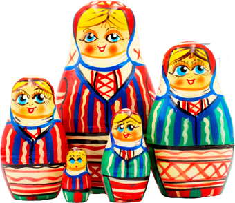 Развивающая игра Брестская Матрешка В белорусском традиционном платье с орнаментом (набор 5 шт)