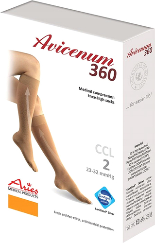 Гольфы компрессионные Aries Avicenum 360 с открытым носком 8001 (L, normal)