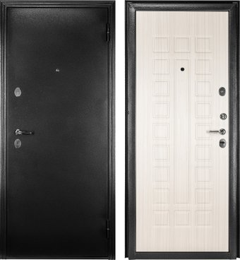 Металлическая дверь Guard MG60 МДФ 87х205 правая (черное серебро/белый ясень)