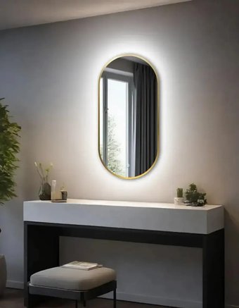 Зеркало с подсветкой eMZe 45x77 LED.UV.45.77.AUR (золото с УФ-окантовкой и подсветкой)