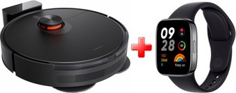 Робот-пылесос Xiaomi Robot Vacuum S20+ B108GL (международная версия, черный) + Умные часы Xiaomi Redmi Watch 3 (черный, международная версия) по акци