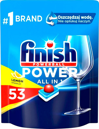 Таблетки для посудомоечной машины Finish All in 1 Powerball Power Лимон (53 шт)
