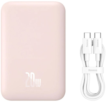Внешний аккумулятор Baseus Magnetic Mini Wireless Fast Charge Power Bank 10000mAh 20W (розовый)