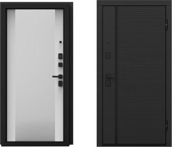 Металлическая дверь Guard Line зеркало графит/шагрень белая (86x205, правая)