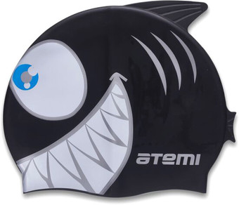 Шапочка для плавания Atemi FC202 (черный/рыбка)