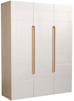 Шкаф распашной Rikko Эврика 3-х створчатый (шимо светлый/белый глянец)