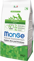 Корм для собак Monge All Breeds Adult Rabbit, Rice and Potatoes 2.5 кг