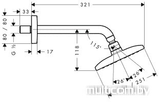 Верхний душ Hansgrohe Raindance E 240 AIR 1jet (27370000)