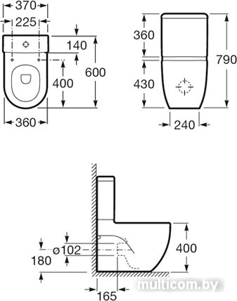 Унитаз Roca Meridian-N Compacto (342248000 + 341242000 + 8012AC004) с п/к