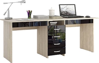 Письменный стол MFMaster Тандем-2Я Глянец (дуб сонома/черный)