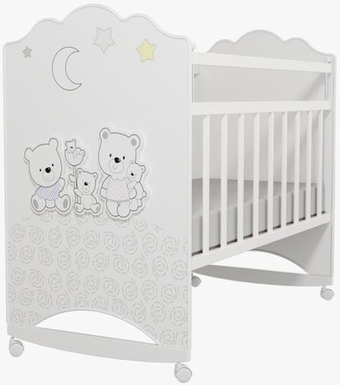 Классическая детская кроватка VDK Unica Happy Family Fornello колесо-качалка (ламинированное дсп, Bianco)