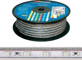 Светодиодная лента Uniel ULS-2835-120LED/m-10mm-IP67-220V-10W/m-50M-4000K