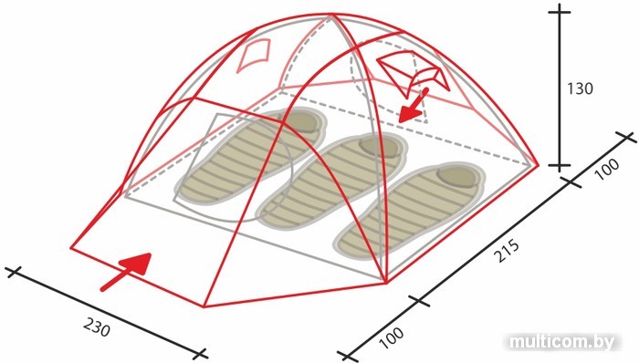Треккинговая палатка GOLDEN SHARK Alta 3 (синий)