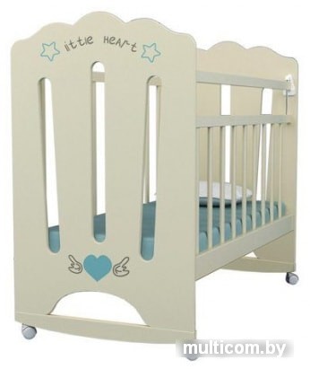 Классическая детская кроватка VDK Little Heart колесо-качалка (слоновая кость)