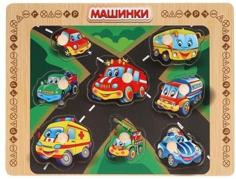 Мозаика/пазл Буратино Рамка-вкладыш Машинки W0134