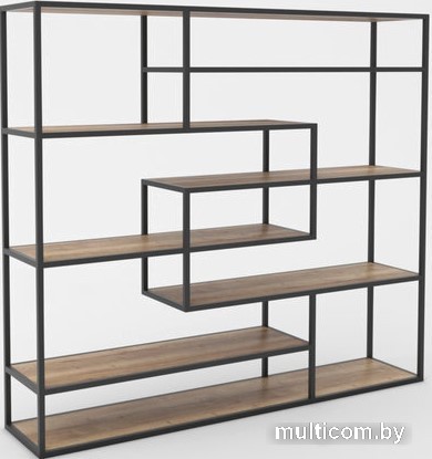 Стеллаж Hype Mebel Зиг-Заг 200x150 (черный/дуб галифакс натуральный)