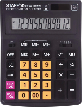 Бухгалтерский калькулятор Staff Plus STF-333-12-BKRG 250460