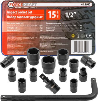 Набор головок слесарных ForceKraft FK-4159K(58404)