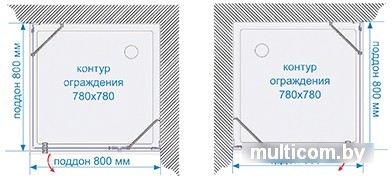 Душевой уголок Акватон Lax 80x80 (левый) [1AX015SSXX000]