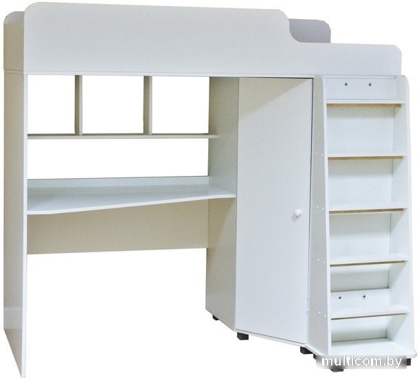 Кровать-чердак Красная звезда Р440 Капризун 5 со шкафом 180x80 (белый)