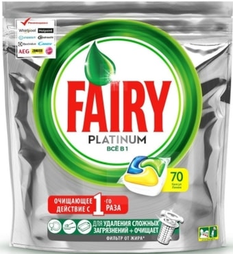 Таблетки для посудомоечной машины Fairy Platinum Lemon All in 1 (70 шт)