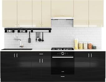 Кухня Сивирин-Компани Клео глосс 2.7 (черный глянец\ваниль глянец)