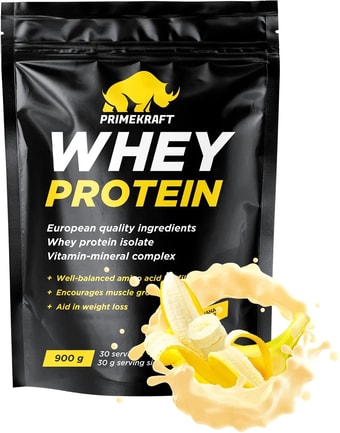 Протеин Prime Kraft Whey Protein с витаминами и минералами (900г, банановый йогурт)