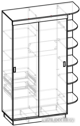 Шкаф-купе ЭлиГард Лагуна ШЛ-04.П.0 (дуб марбург)