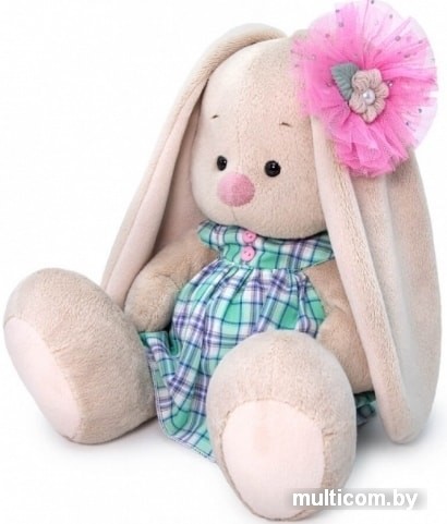 Классическая игрушка Зайка Ми в зеленом платье в клетку 23 см SidM-384