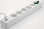 Сетевой фильтр Гарнизон 5 розеток, белый, 1.8 м (ЕНW-6-USB)