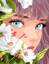 Три совы Аниме девушка с цветами КХ3040_53877