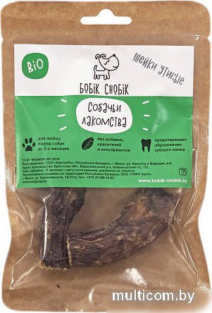 Лакомство для собак Бобик Снобик Шейки утиные 35 г