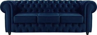 Диван Brioli Честерфилд трехместный (микровелюр, В69 синий)