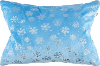 Декоративная подушка Домашняя Мода Новогодний принт (50х35, голубой)