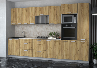 Готовая кухня Интерлиния Мила Лайт 3.6 ВТ (дуб золотой/дуб золотой/малага)