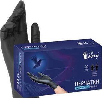 Нитриловые перчатки Libry KN002BL (S, 100 шт, черный)