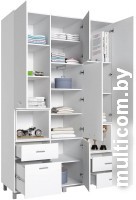 Шкаф распашной Polini Kids Mirum 2335 трехсекционный (белый/белый)