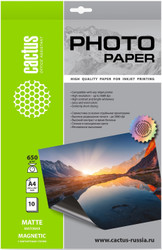Бумага с магнитным слоем CACTUS матовая A4 650г/м2 10 л CS-MMA465010