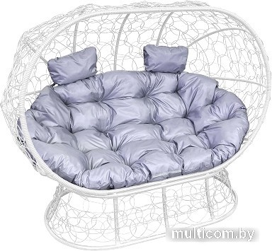 Садовый диван M-Group Лежебока 11190109 (на подставке с белым ротангом/серая подушка)