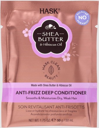 Маска HASK Для непослушных волос с маслом ши и экстрактом гибискуса 50 мл