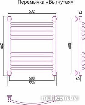 Полотенцесушитель Сунержа Богема+ 600x500 00-0221-6050