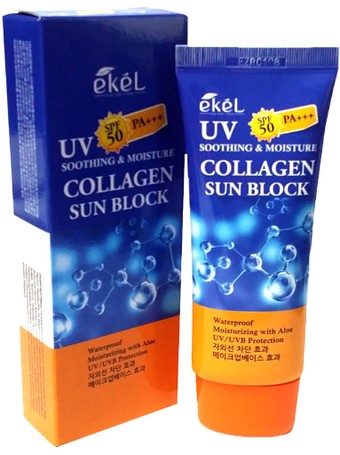 Крем солнцезащитный Ekel Солнцезащитный крем Collagen Sun Block SPF 50/PA+++ 70 мл