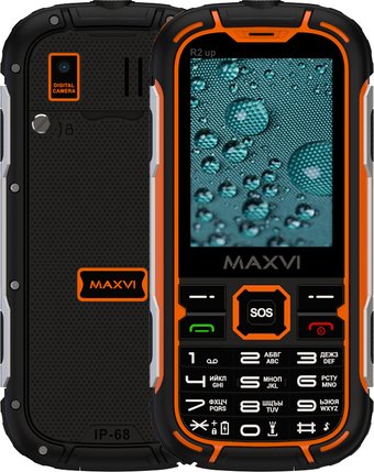 Телефон Maxvi R2 up (черный/оранжевый)
