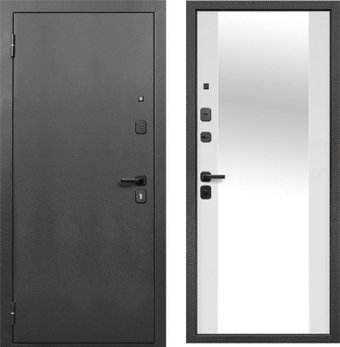 Металлическая дверь Guard Зеркало серебристый/белый матовый (96x205, левая)