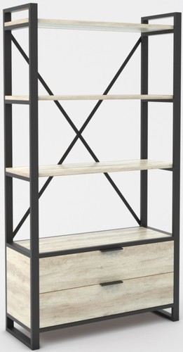 Стеллаж Hype Mebel Стандарт Люкс 50x200 (черный/древесина белая)