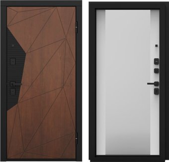 Металлическая дверь Guard Combi Mirror шпон корица/шагрень белая (86x205, правая)