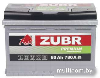 Автомобильный аккумулятор Zubr Premium R+ (80 А·ч)