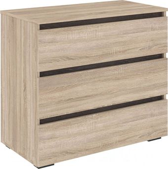 Комод Кортекс-мебель Бари 80 3ш (дуб сонома/дуб сонома/береза)